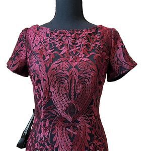 JS collections red lace dress embroidered